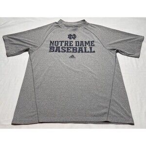 Notre Dame Baseball Irish Adidas Short Sleeve Shirt Adult Size Large Grey